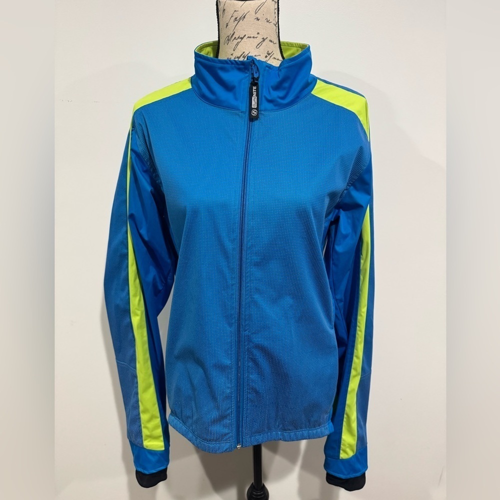 illumiNITE Albany Reflective Softshell Running Jacket Blue Green Size Medium
